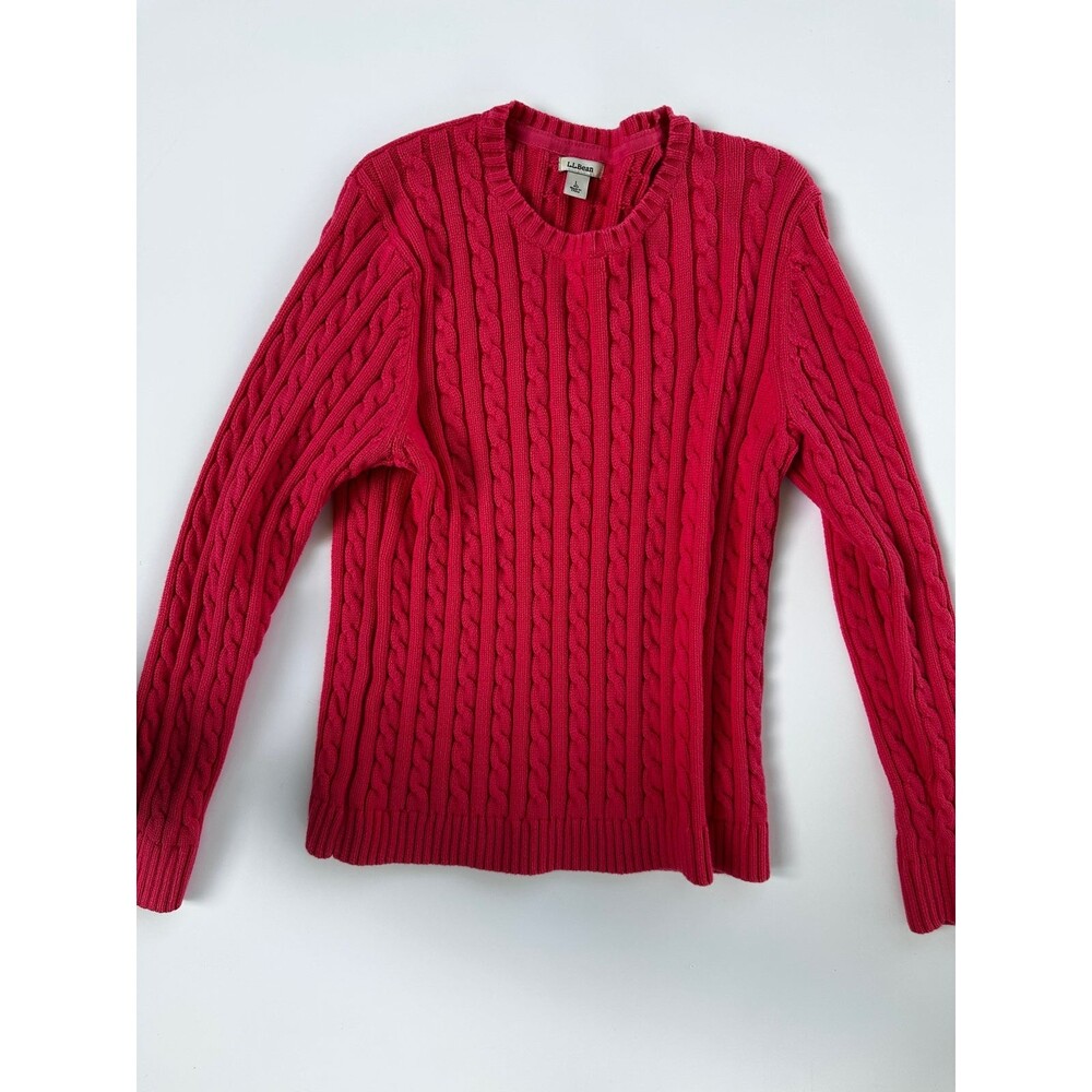 L.L. Bean cable knit sweater pink sz l